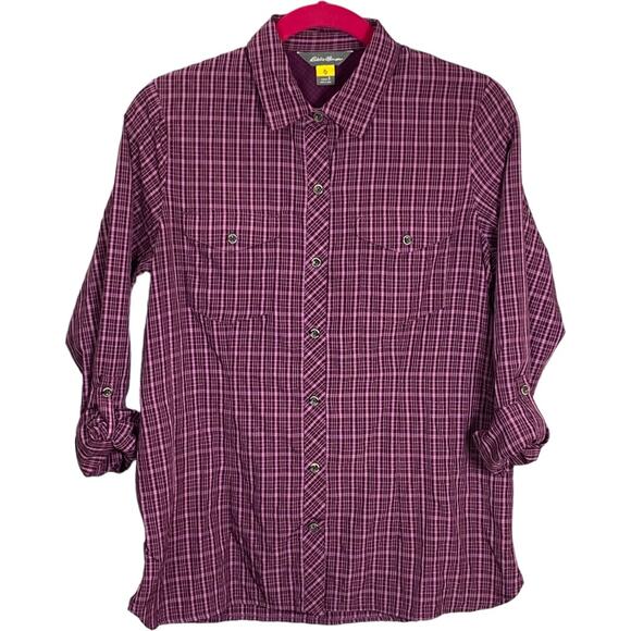 Eddie Bauer Tops - Eddie Bauer Shirt Button Down Plaid Check Long Sleeve Purple Size Small